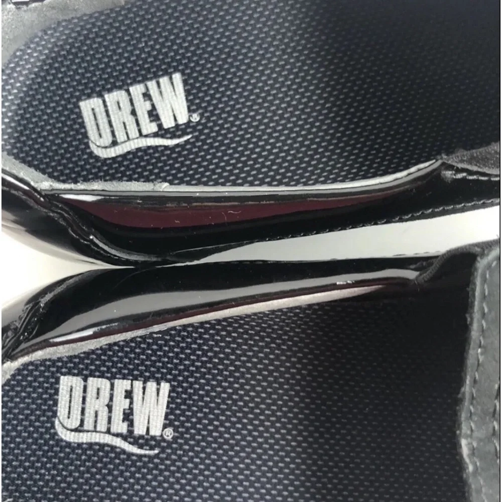 Drew Womens Padua 10.5W Black Calf/Patent Zip Diabetic Comfort
